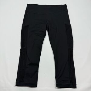 Fabletica black crop fishnet detail legging size medium 19" length